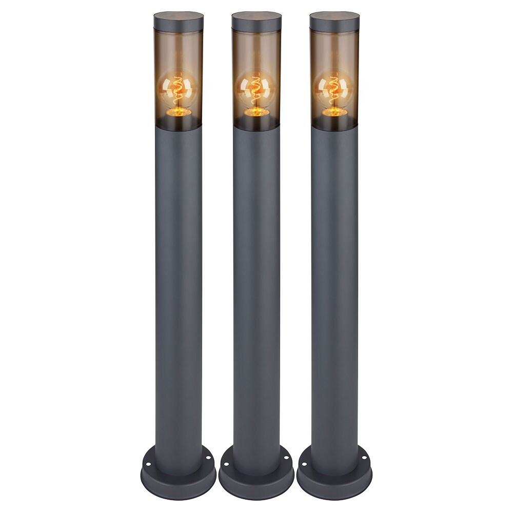 3er Set Stehleuchte, Edelstahl, rauch, anthrazit, H 80 cm - Bild 1