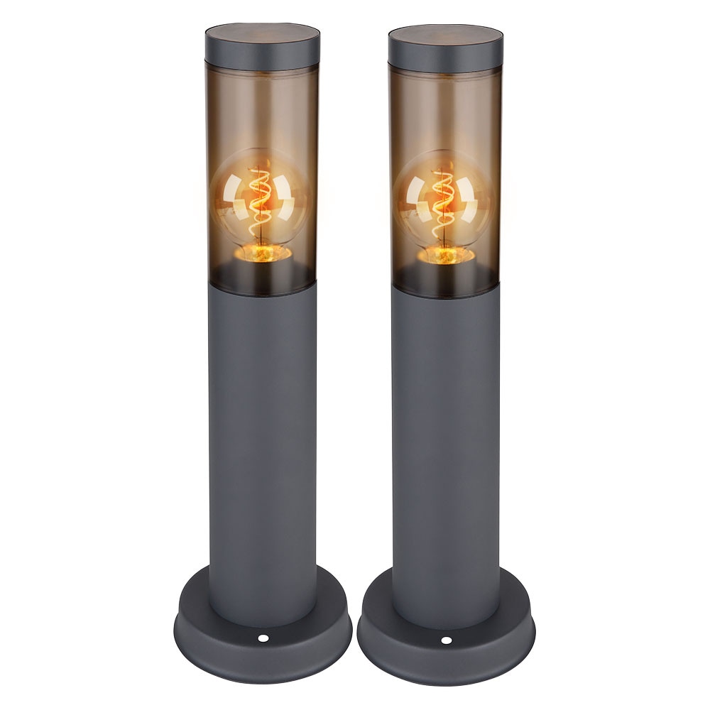 2er Set Sockelleuchte, Edelstahl, anthrazit, rauch, H 45 cm - Bild 1
