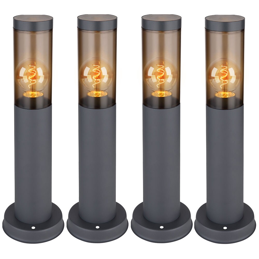 4er Set Sockelleuchte, Edelstahl, anthrazit, rauch, H 45 cm - Bild 1