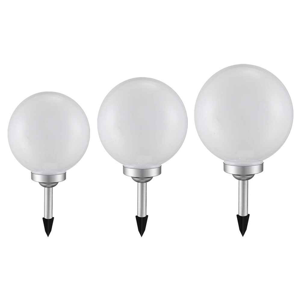 3er Set LED Solarleuchten, Au&szlig;enlampe, Kugel, wei&szlig; silber - Bild 1