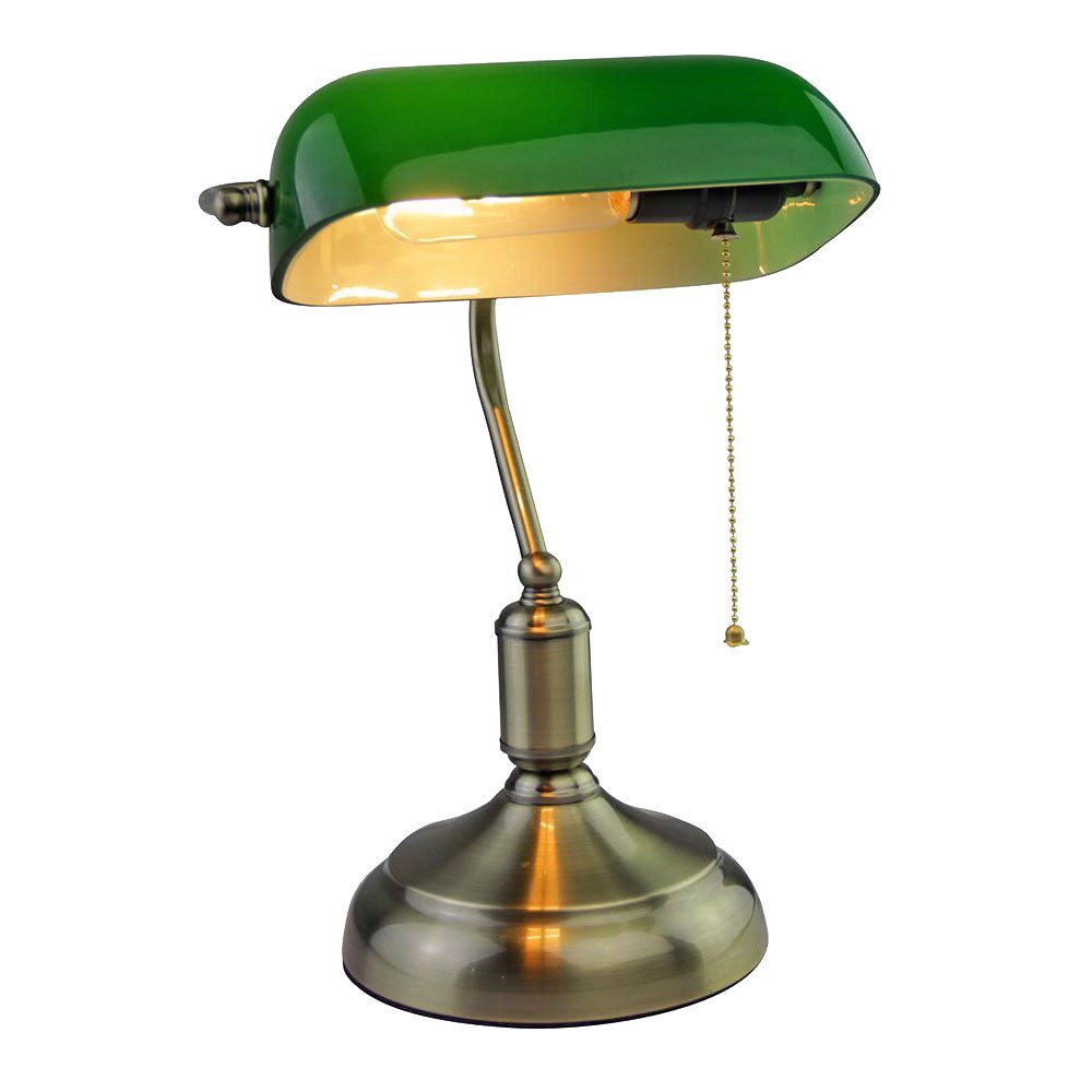 Tischleuchte, Zugschalter, Glas grün, beweglich, H 36 cm | 03800170216211
