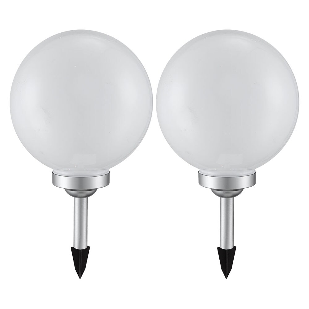 2x LED Solarleuchte, Kugel weiß, DM 25 cm, H 65 cm | 04260348817517