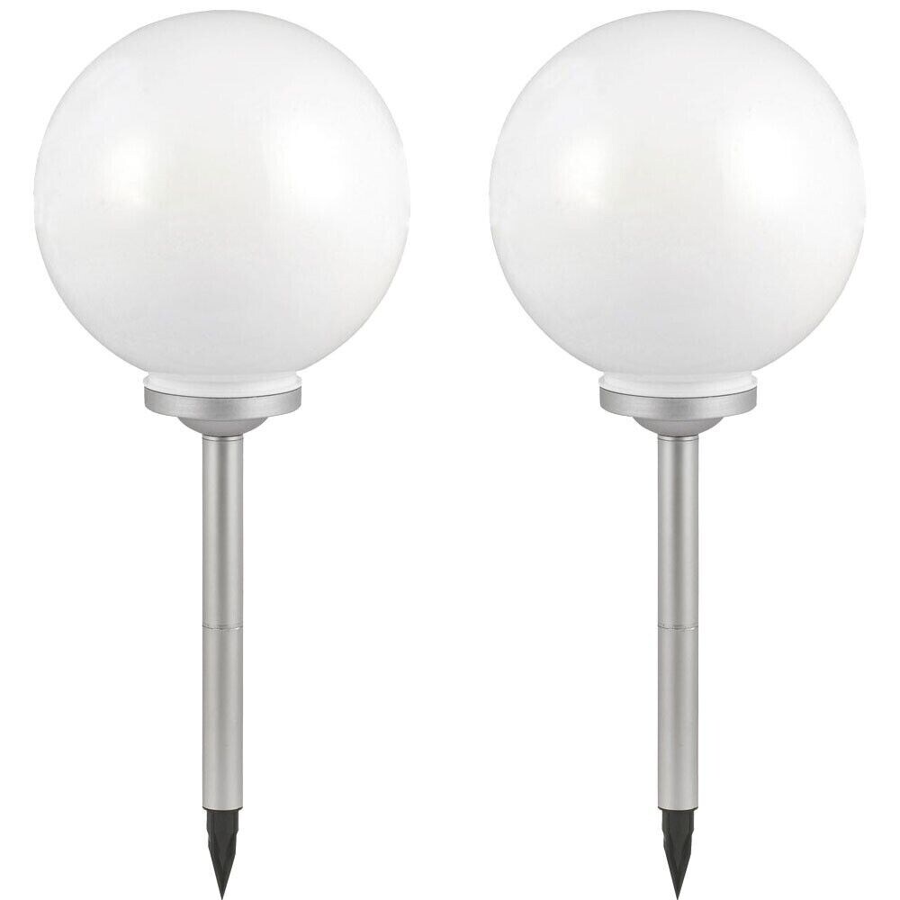 2er Set Solarkugel, Erdspieß, weiß silber, H 70 cm | 04260348817647