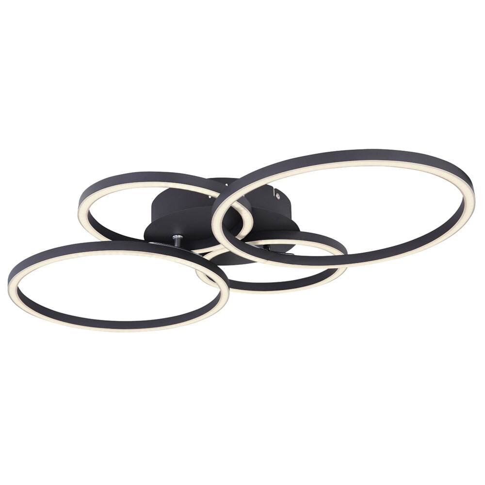 LED Deckenleuchte, Ring Design, schwarz matt, L 65,5 cm - Bild 1