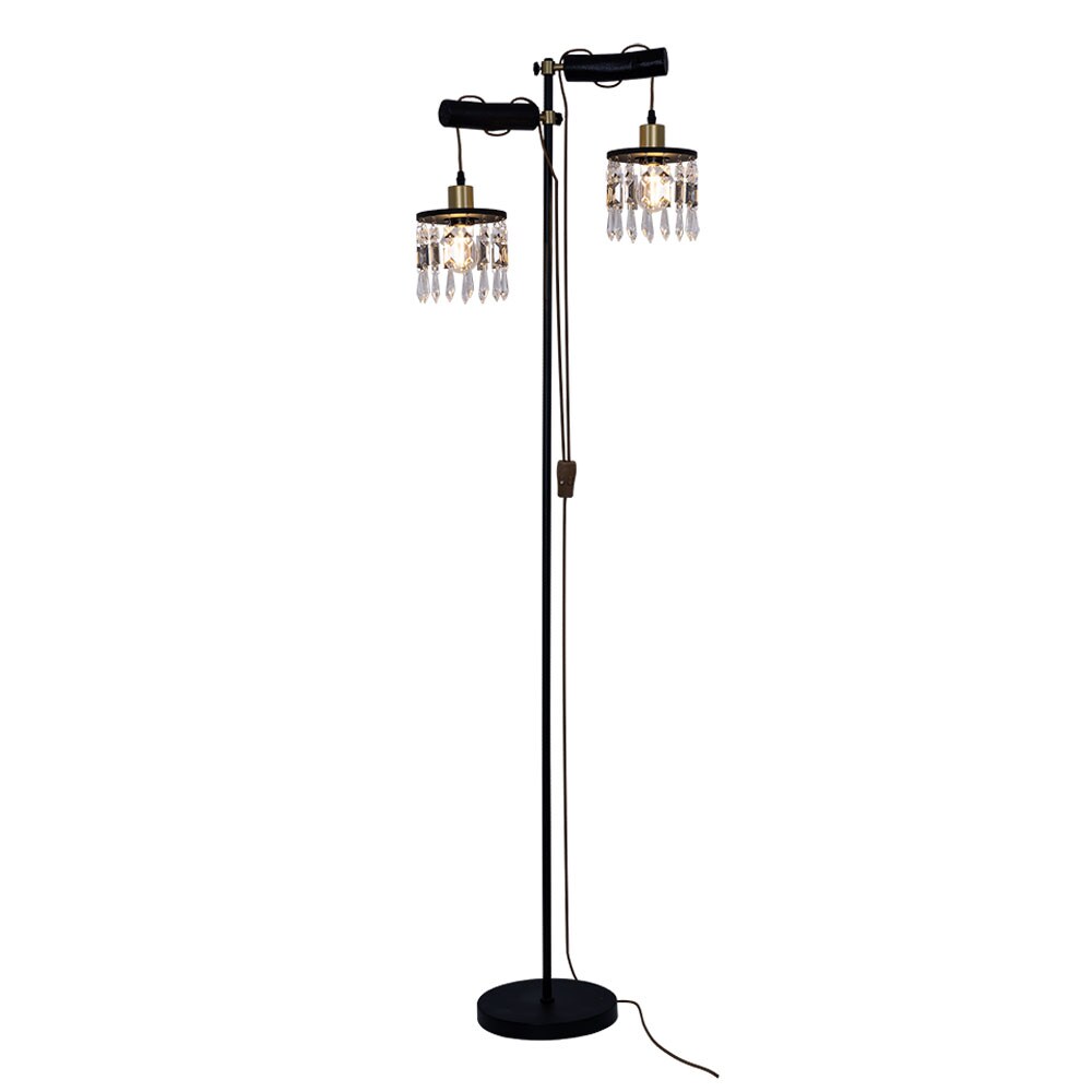 Stehleuchte, h&ouml;henverstellbar, Kristallbehang, H 168 cm - Bild 1