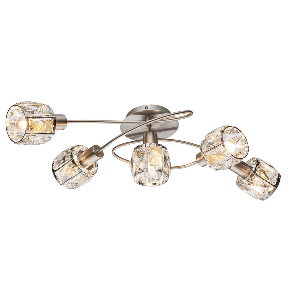 Deckenleuchte, Glaskristalle klar, Chrom, L 61,4 cm | 09007371485482