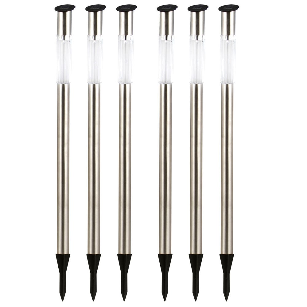 6er Set LED Solar Wegeleuchte, Stecklampe, Edelstahl, H 70cm - Bild 1
