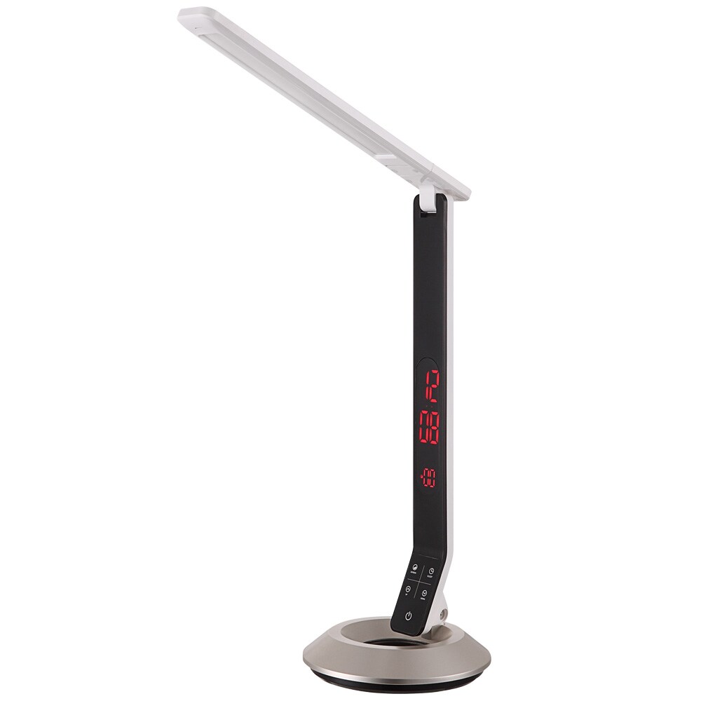 LED Tischleuchte, ALU, Silber, Touchdimmer, Uhr, H 75 cm - Bild 1