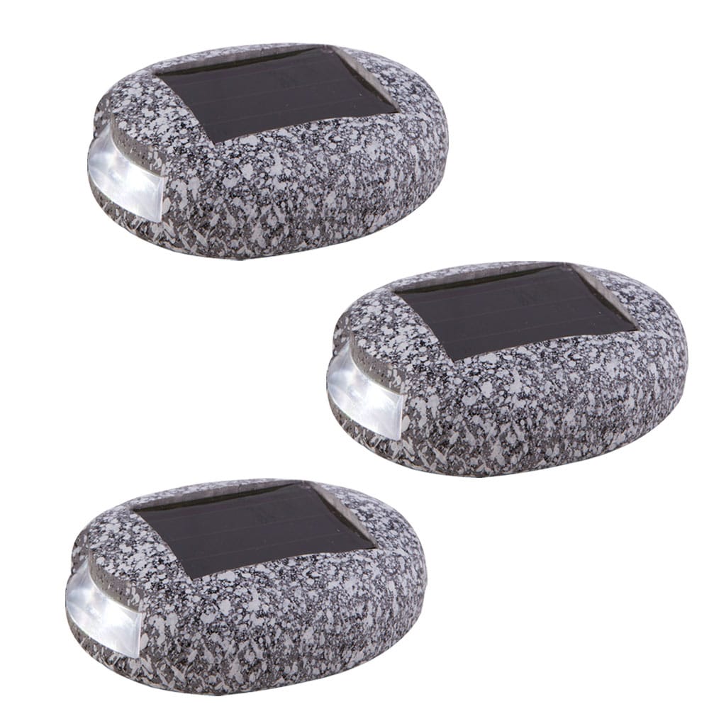 3er Set LED Solarleuchte, Stein Design, grau, L 8,5 cm - Bild 1