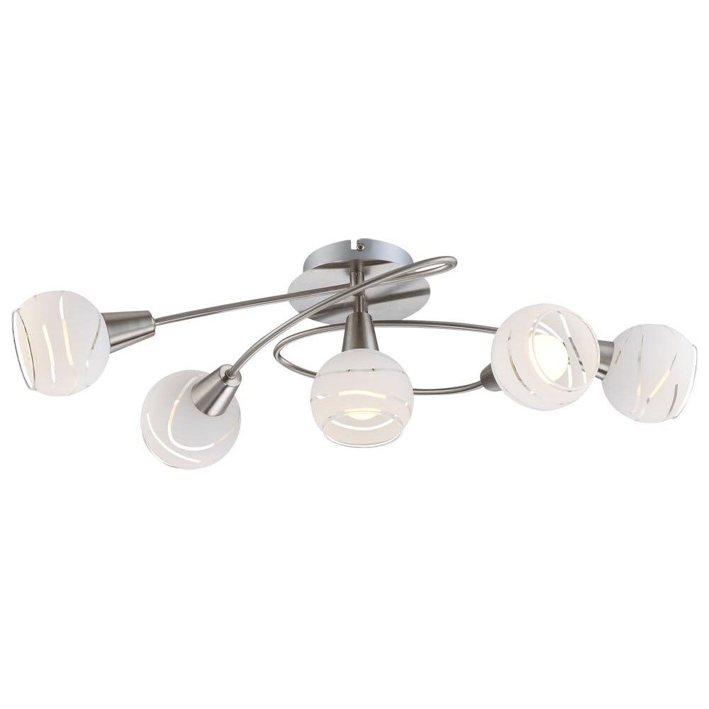 LED Deckenleuchte, Metall, Glas, 5 Flammig, nickel, L 62,4cm - Bild 1