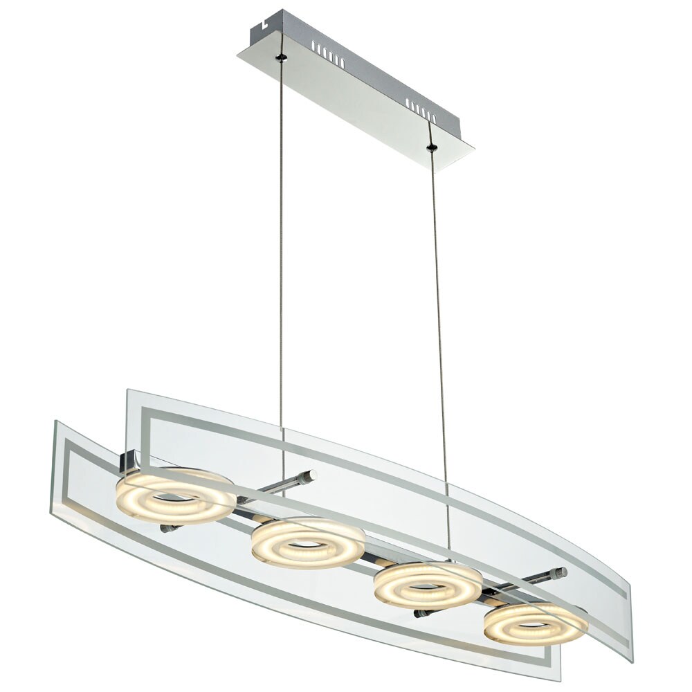 LED Pendelleuchte Glas, chrom, H&ouml;henverstellbar, L 80 cm - Bild 1