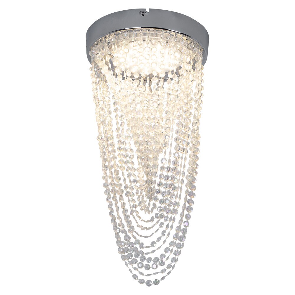 LED Deckenleuchte, Chrom, Kristallbehang, H 34 cm - Bild 1