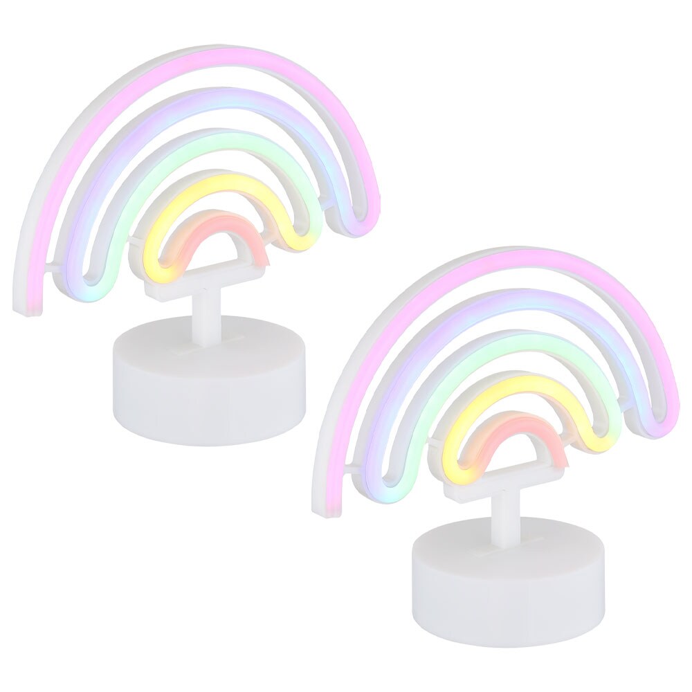2x LED Tischleuchte, Regenbogen, wei&szlig;, Neonleuchte, H 19,5 cm - Bild 1