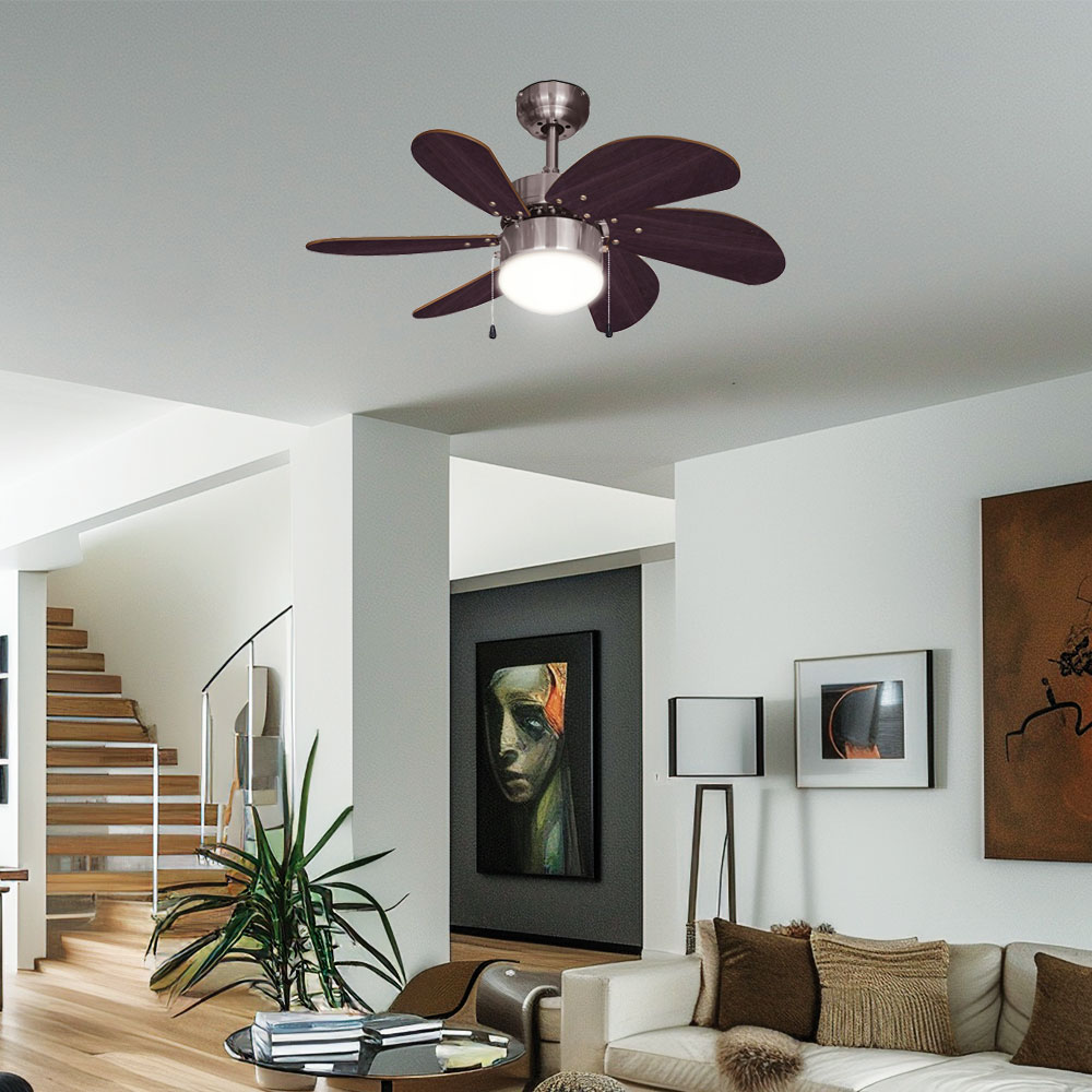 LED Deckenventilator, Zugschalter, Vor-R&uuml;cklauf, D 75 cm - Bild 1