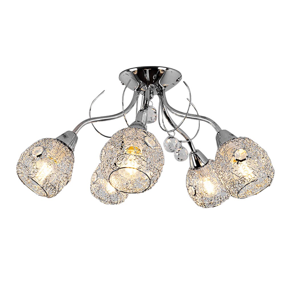 LED Deckenleuchte, Chromgeflecht, Kristalle, D 54 cm - Bild 1