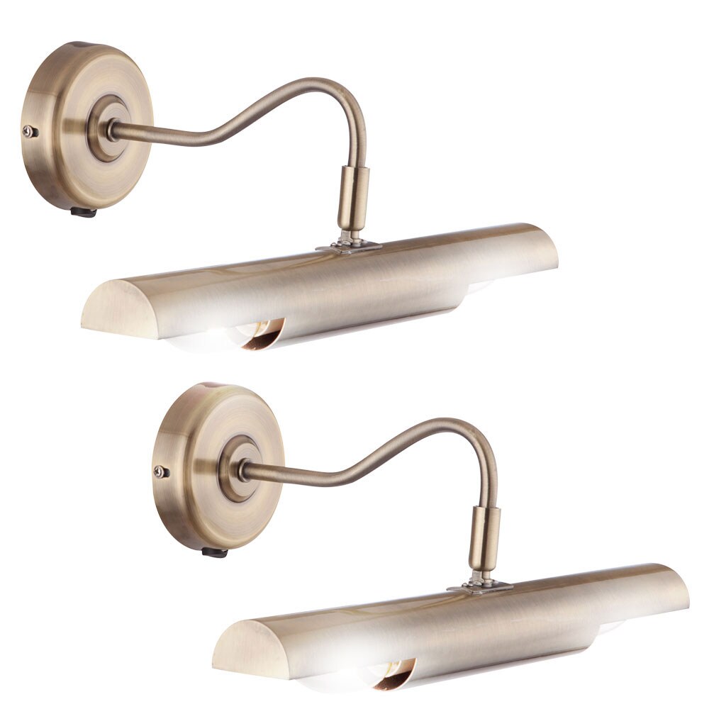 2er Set Bilderleuchte, altmessing, Spot beweglich, 36,5 cm | 09007371549627
