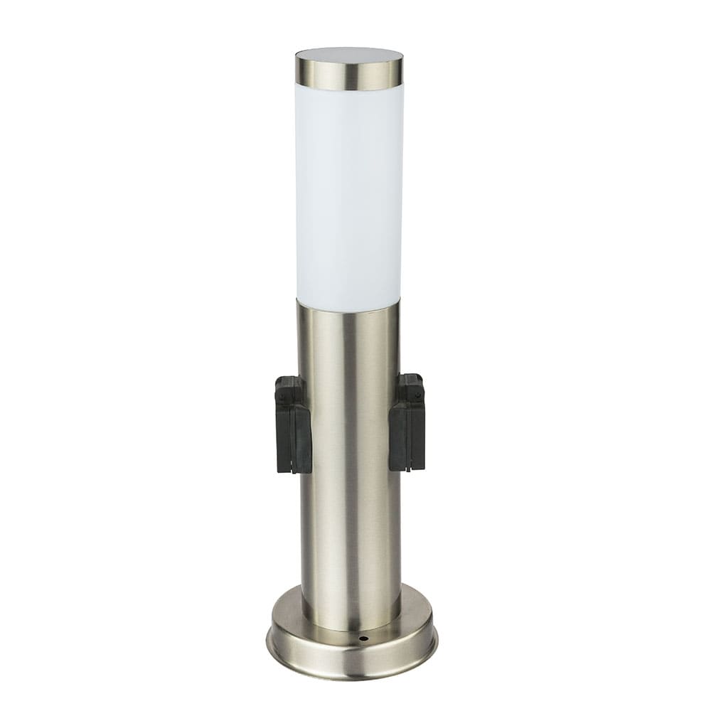Stehlampe, 2x Steckdose, Edelstahl, H 45 cm, BOSTON - Bild 1