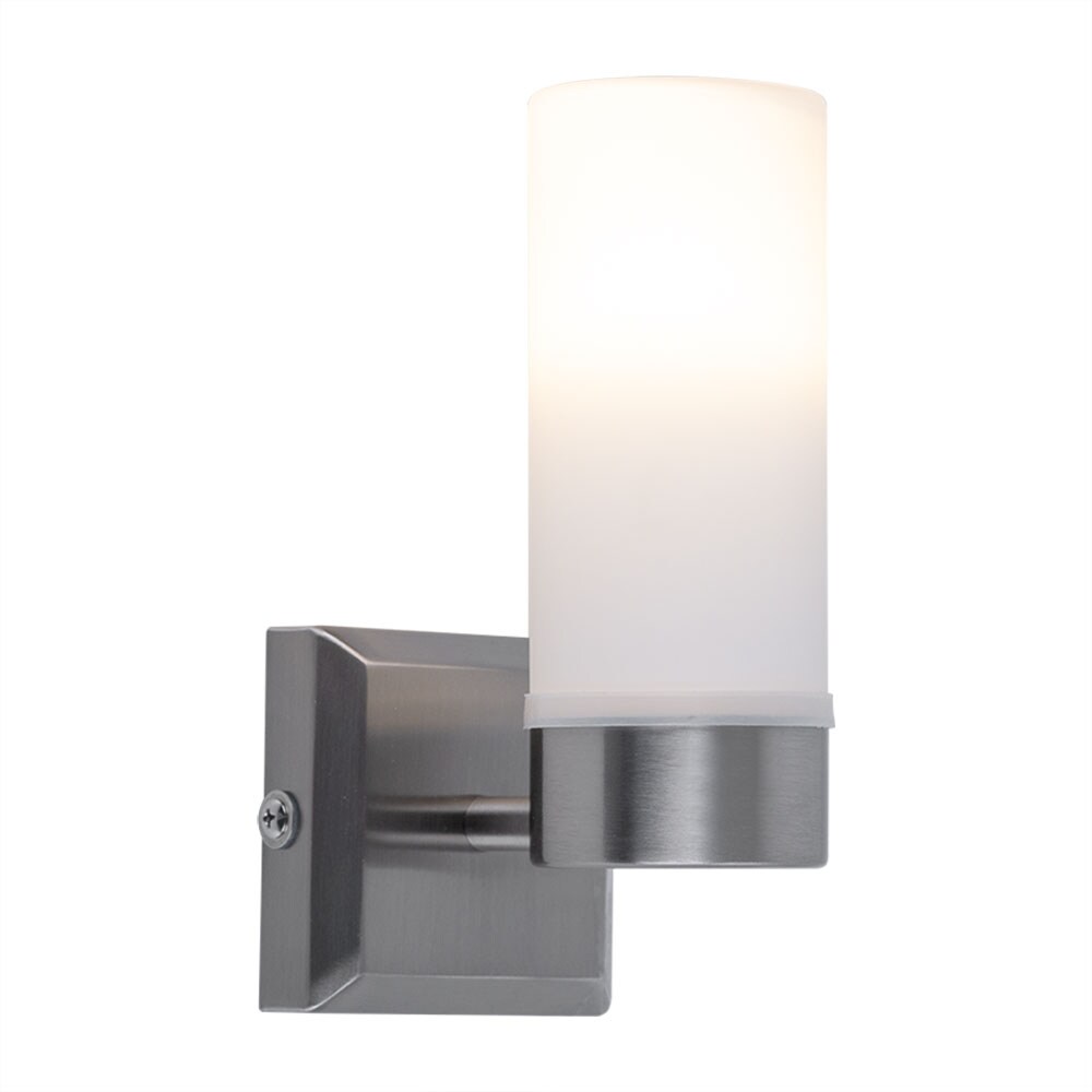 Wandleuchte, IP44, Glas opal, nickel-matt, H 18,5 cm | 04059157216730
