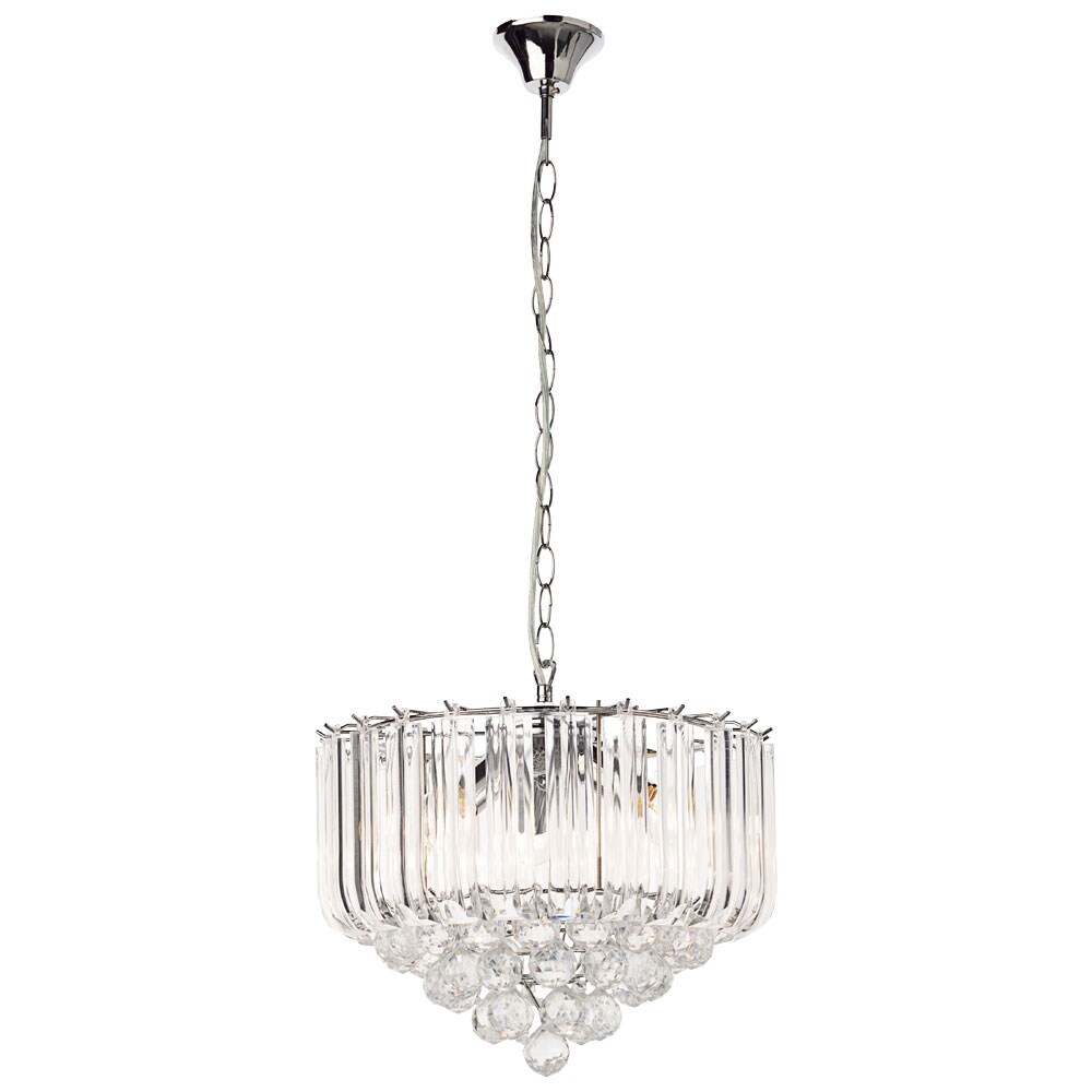H&auml;ngeleuchte, Kristalle, Chrom, klar, H 90 cm - Bild 1