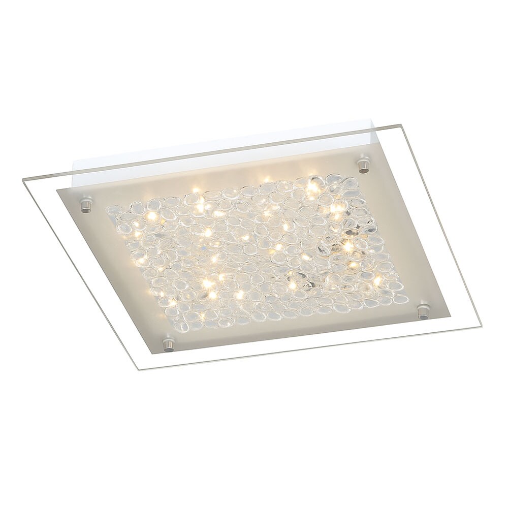 LED Deckenleuchte, Chrom satiniertes Glas, 1200 lm, warmwei&szlig; - Bild 1