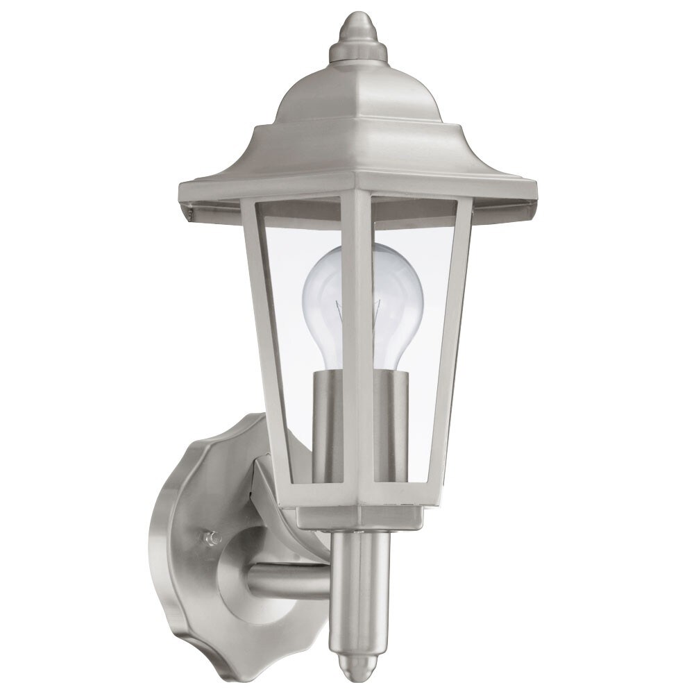Wandlampe, Edelstahl, Laterne, silber, klar, H 34 cm | 09002759921514