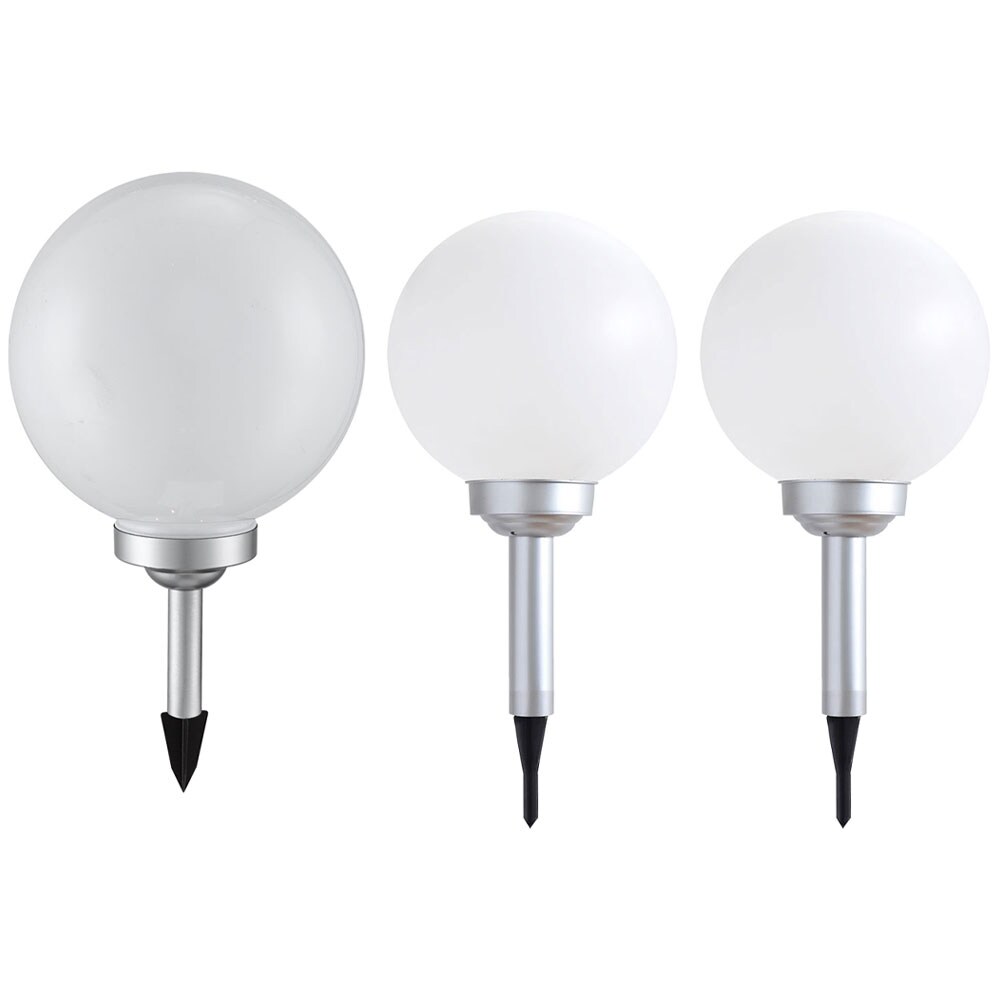 3er Set LED Au&szlig;en Solarleuchten, Kugel wei&szlig;, 15 und 20 cm - Bild 1