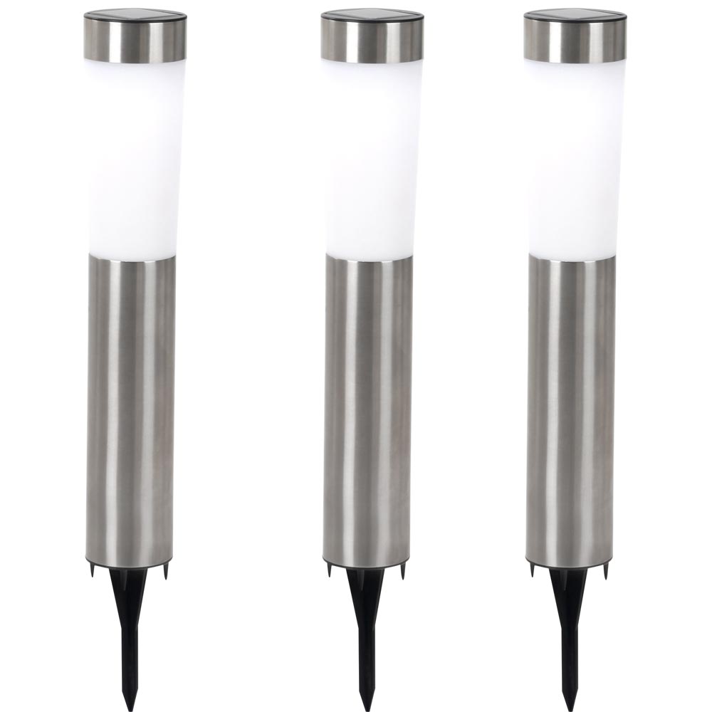 3er Set LED Solarleuchte, Edelstahl, Erdspie&szlig;, H 56 cm - Bild 1