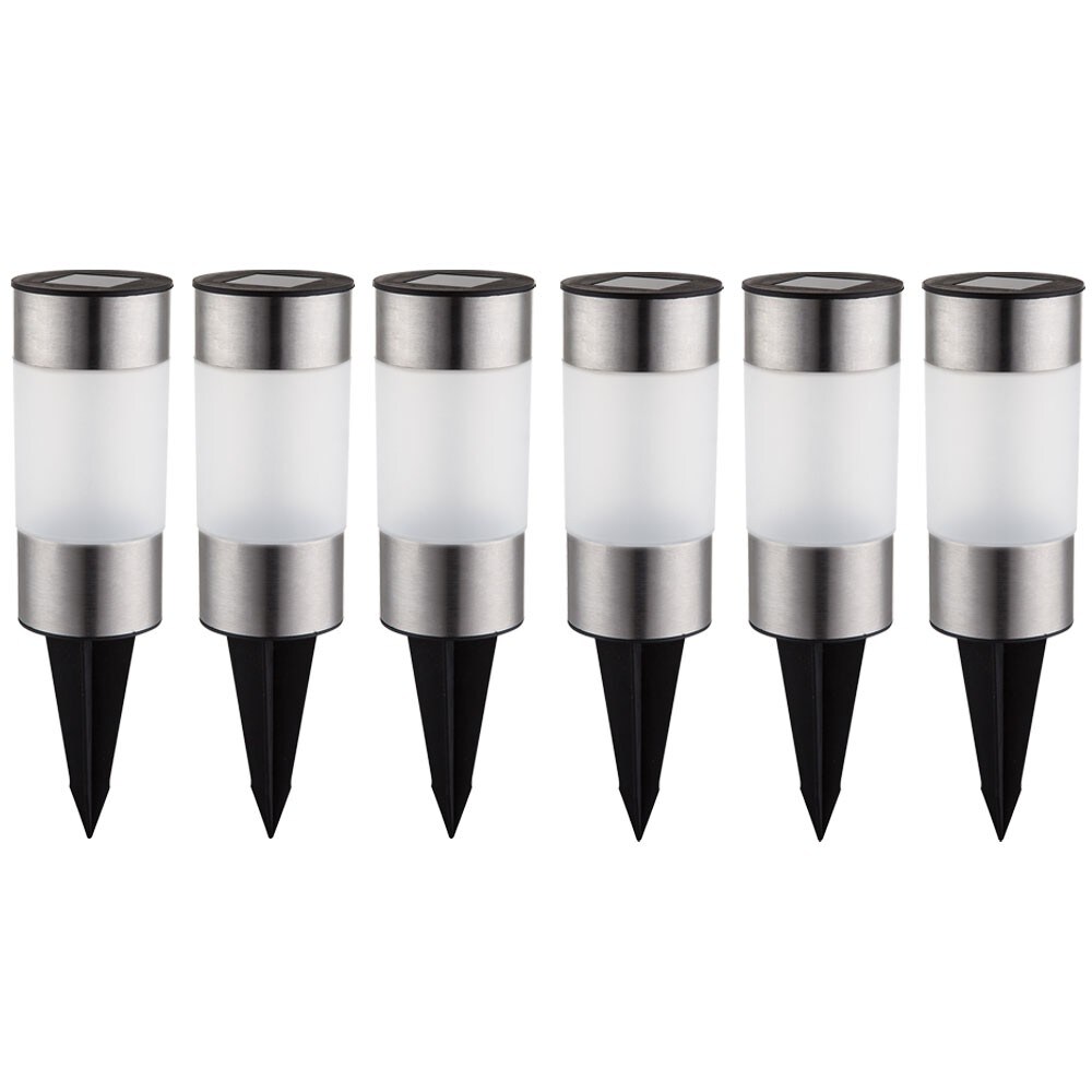 6x LED Solar Wegeleuchte, Edelstahl, Erdspie&szlig;, H&ouml;he 23,5cm - Bild 1