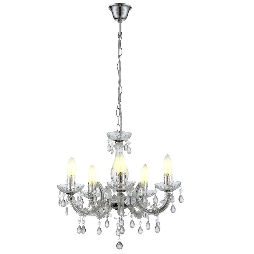 Kronleuchter, Chrom klar, 5 flammig, 44×128 cm | 09007371461523