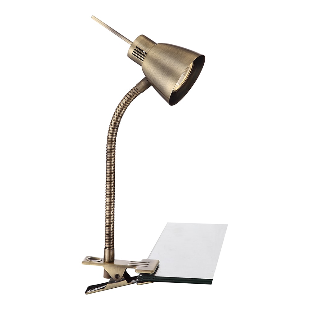 LED Klemmleuchte, Altmessing, Spot beweglich, Kabel 1,5 m - Bild 1