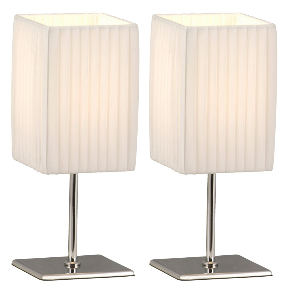 2er Set Tischlampen aus Chrom und Textil mit Schalter BAILEY | 09007371565818