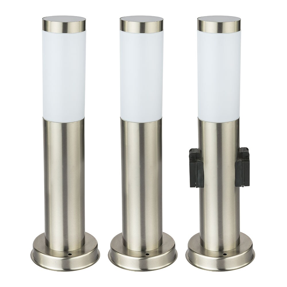 3er Set LED Stehleuchten f&uuml;r den Garten mit Steckdosen - Bild 1