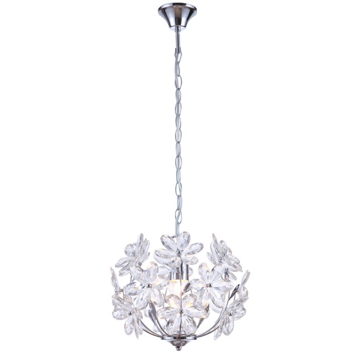 H&auml;ngeleuchte, Chrom, Bl&uuml;ten Design klar, 34 cm - Bild 1