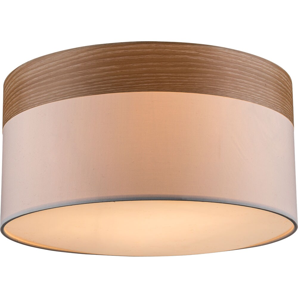Deckenlampe, Stoff, Holz, braun, 40 cm