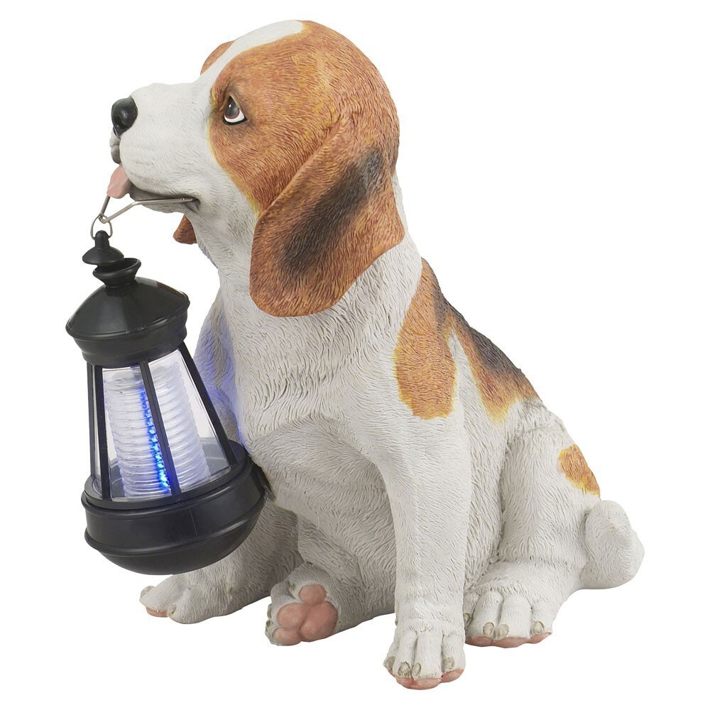 LED Solarleuchte, Hund Beagle mit Laterne, H 24 cm | 09007371181971