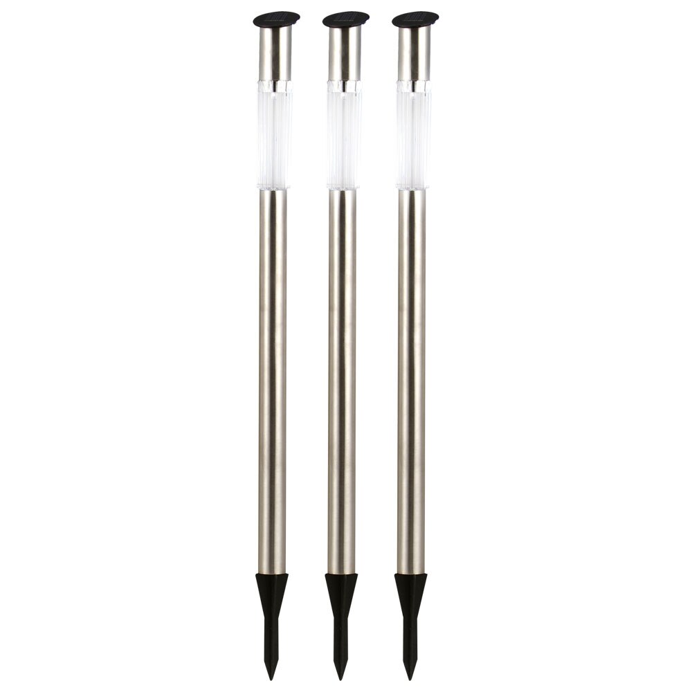 3er Set Solar-Steckleuchte, Edelstahl, H 70 cm - Bild 1