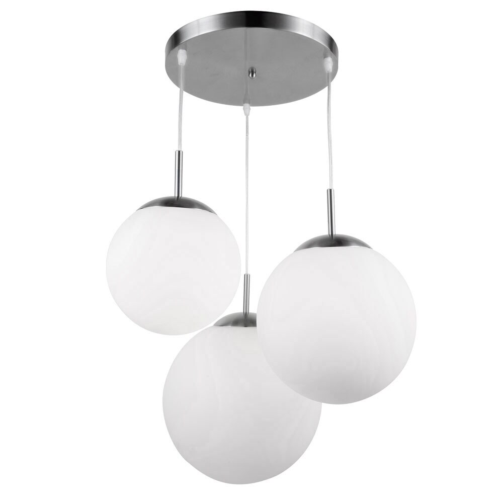 LED Pendelleuchte, nickel matt, Glas satiniert, H 80 cm - Bild 1