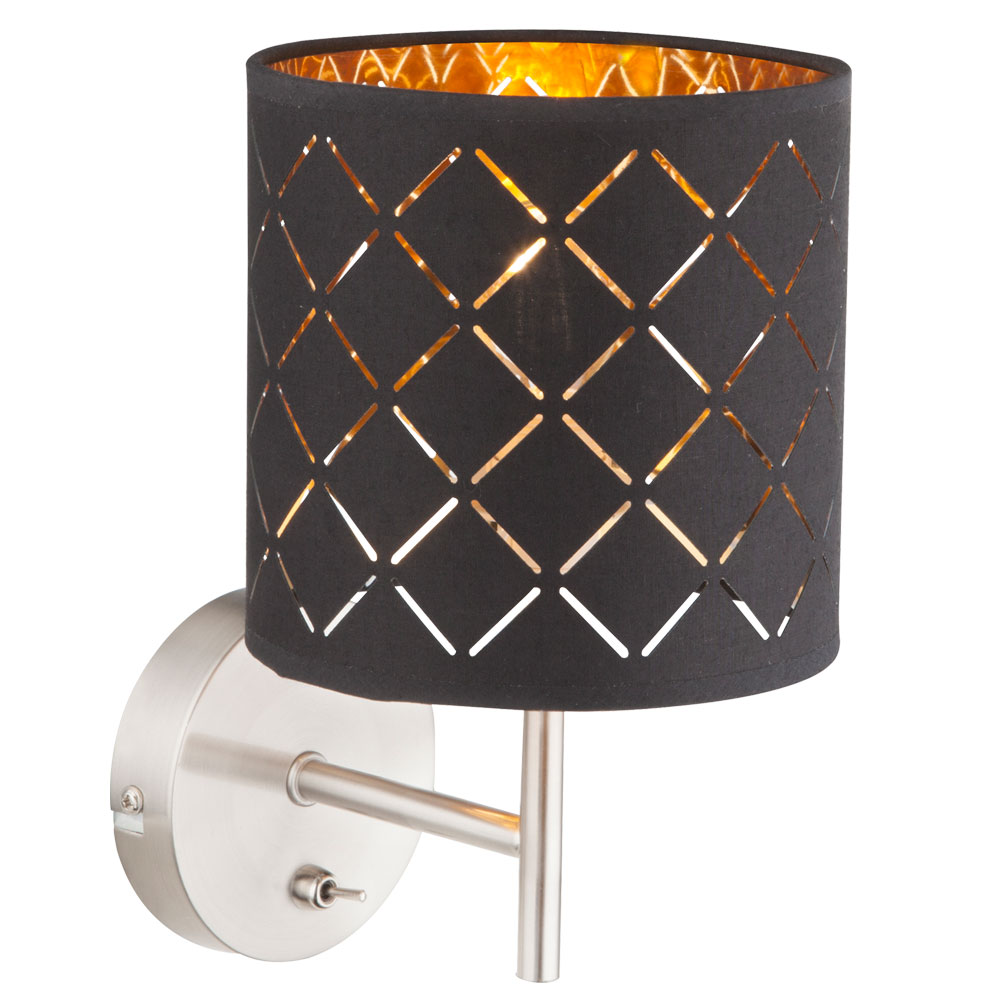 Design Wandleuchte mit Textilschirm in schwarz CLARKE - Bild 1