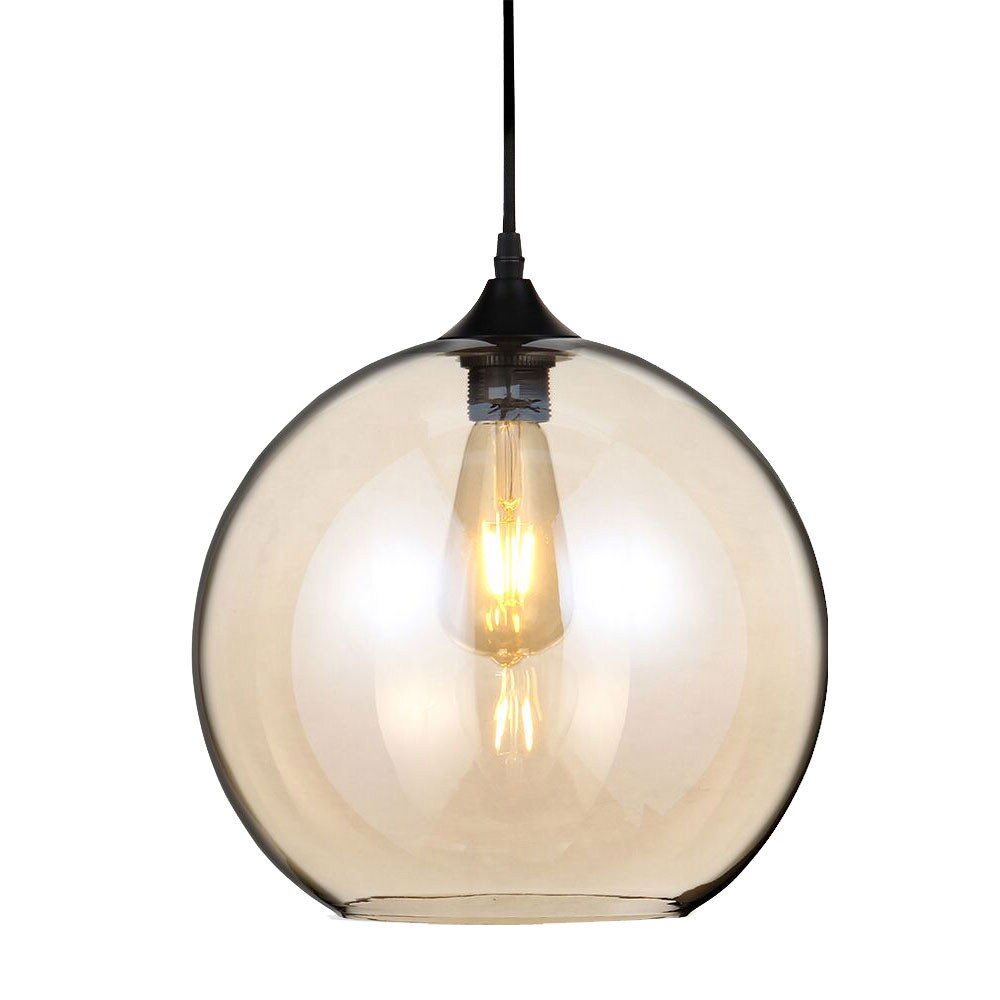 Pendellampe, Metall, Glas, Bernstein, Kugel, 1x E27 - Bild 1