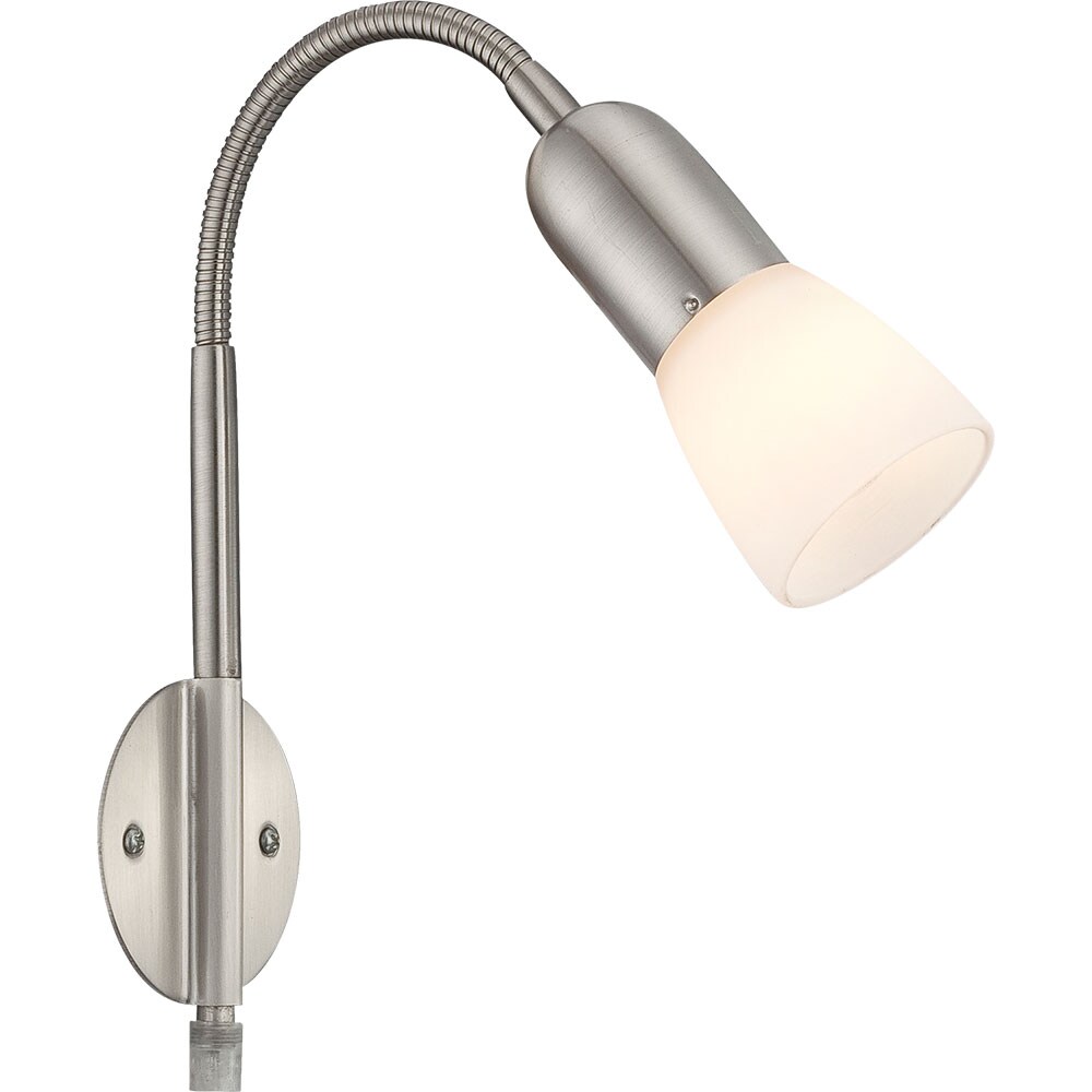 Wandleuchte, Metall, nickel, Glas, Spot beweglich, H 46cm | 04059157282032