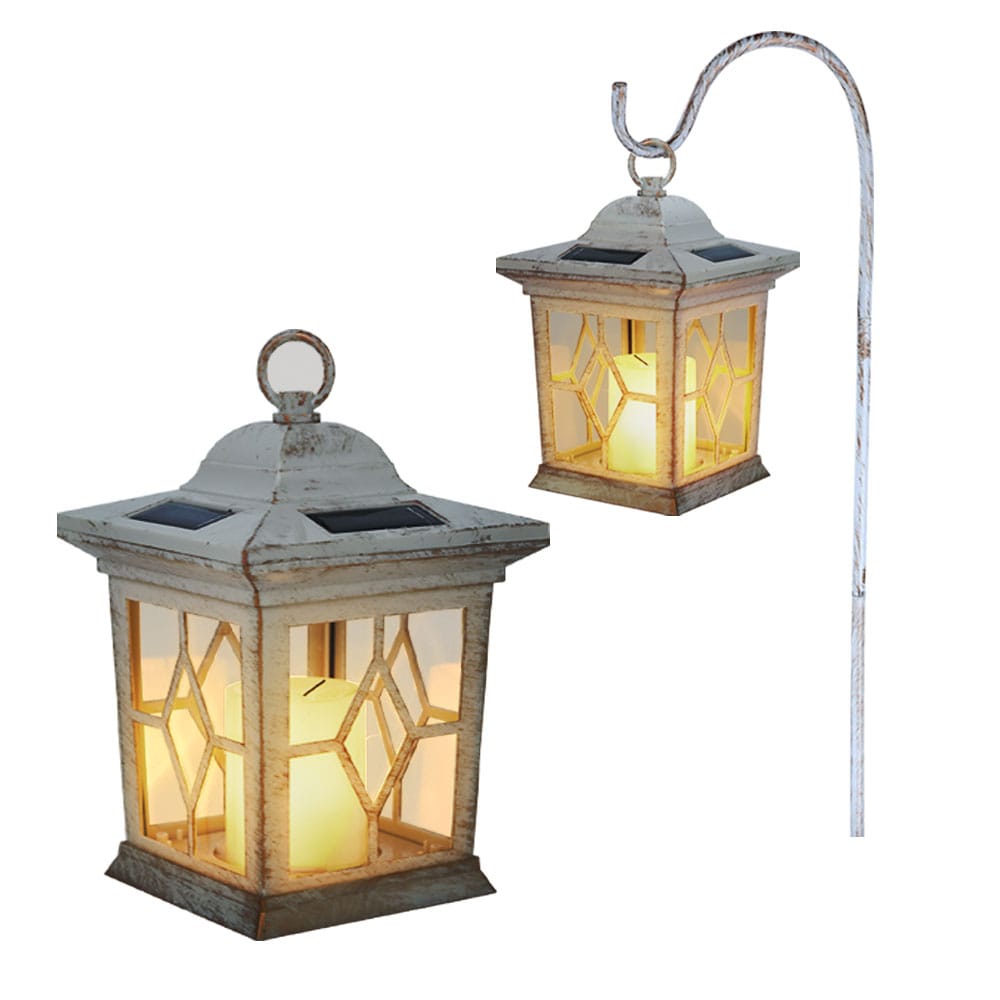 Solarleuchte, Metall, wei&szlig;, Laterne, H 31 cm - Bild 1