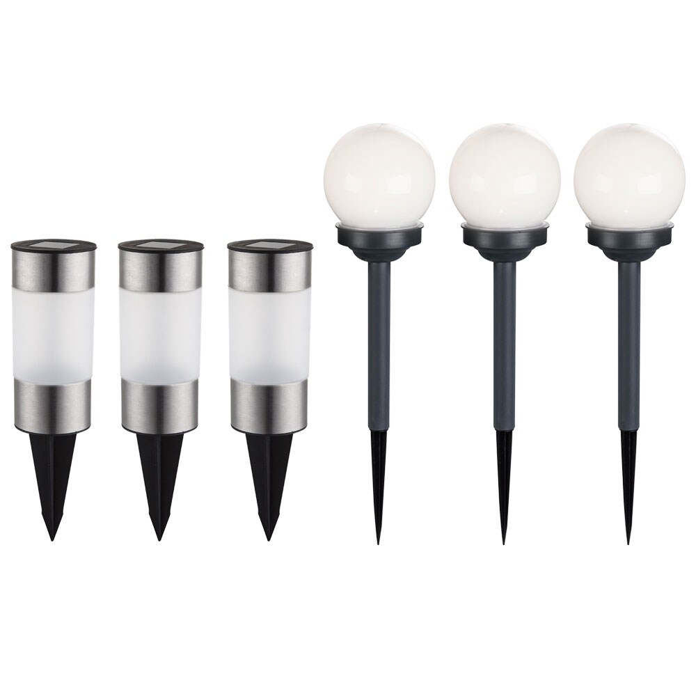 6er Set LED Solar Steckleuchten aus Edelstahl und Kunststoff - Bild 1
