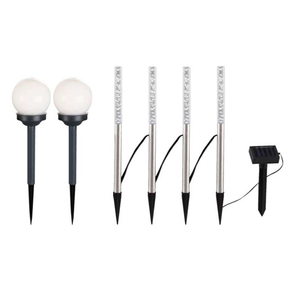 6er Set LED Solar Steckleuchten in Edelstahl - Bild 1