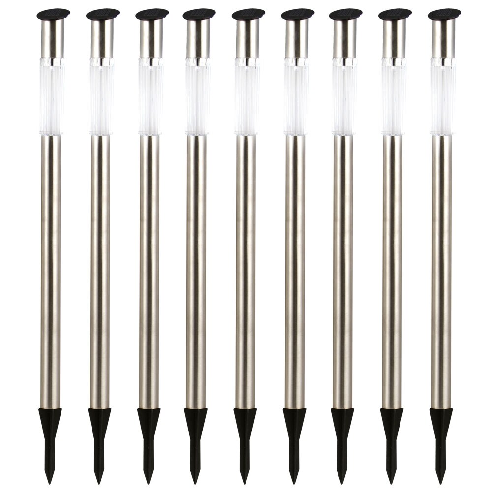 9er Set LED Edelstahl Solar Steckleuchten | 04059157059276