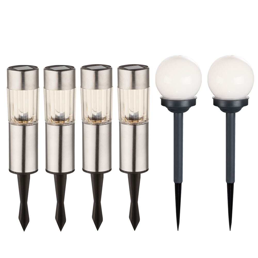 6x LED Steck Solarleuchten in S&auml;ulen und  Kugelform - Bild 1