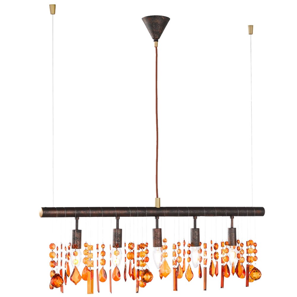 H&auml;ngeleuchte, Kristalle, Bernstein-braun, H 150 cm, AMELIA - Bild 1