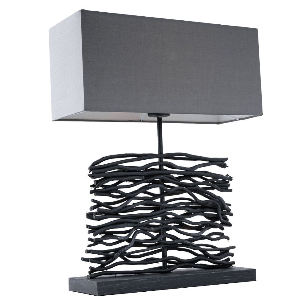 Holz Tischlampe, grau, H&ouml;he 50 cm, JAMIE - Bild 1