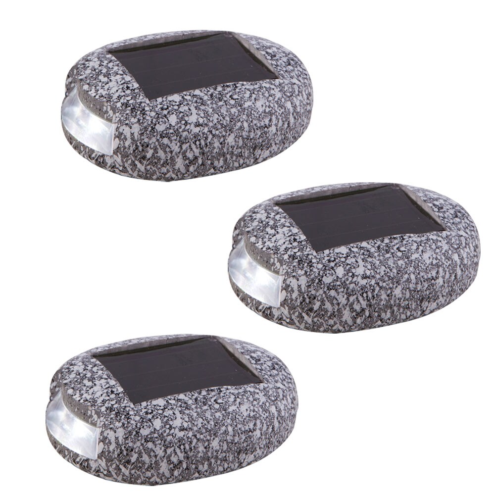 3er Set LED Solarleuchten, Stein Design, grau, L 8,5 cm - Bild 1