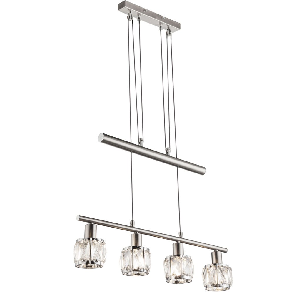 Hängeleuchte, Glaskristalle klar, Chrom, L 60 cm | 09007371544240