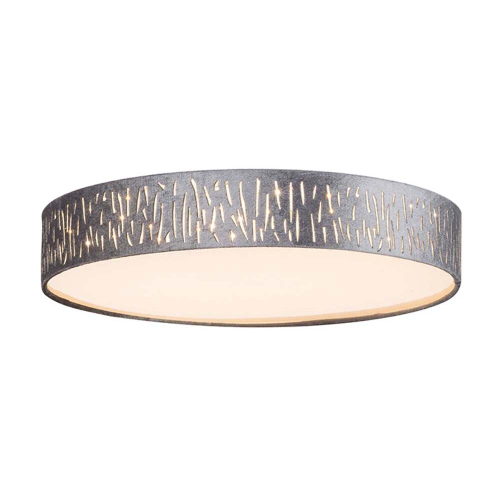 LED Deckenlampe, rund Textil, grau-silber, 40 cm - Bild 1